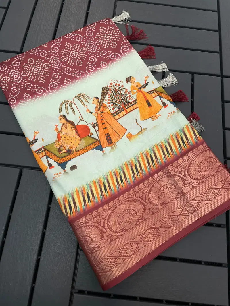 Psw Printed Designer Dola Silk Viscose jacquard weaving Border Sarees Wholesale Shop In Surat